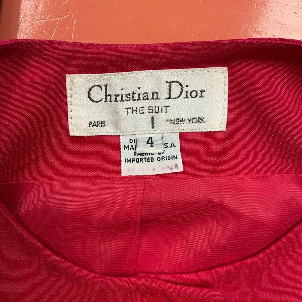 CHRISTIAN DIOR Vintage Bright Pink Collarless Blazer 4